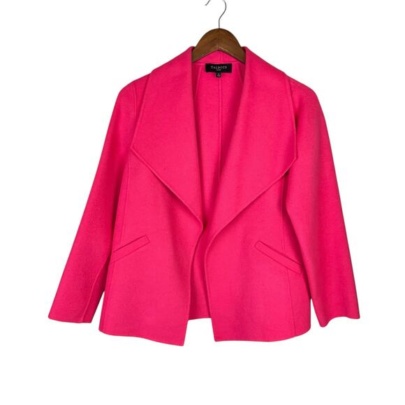 Talbots Petites Wool Blend Solid Hot Pink Felt Business Casual Blazer Jacket - Picture 9 of 12